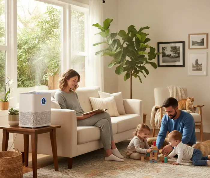 combination air filter and humidifier