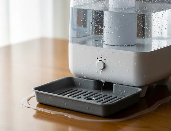 Drip Pan Under Leaking Humidifier