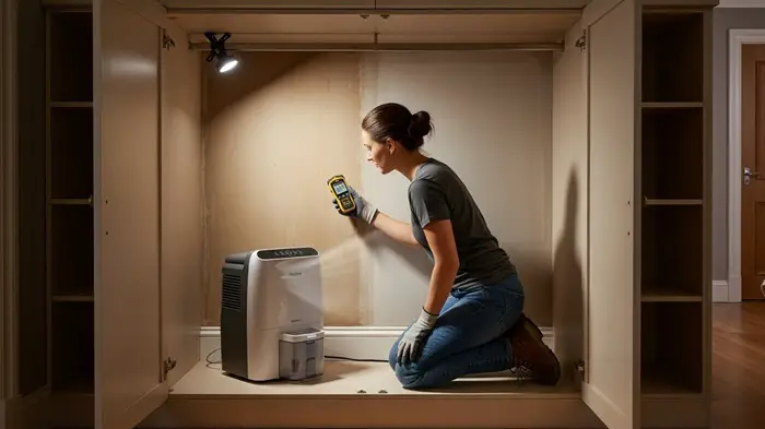 Dry a Wall Inside a Cupboard with Dehumidifier