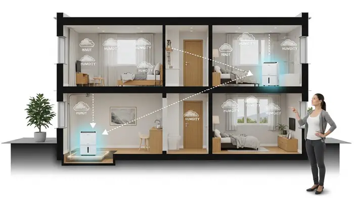 dehumidifier location on second floor