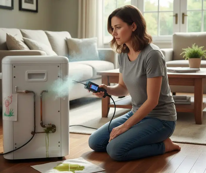 fixing refrigerant leakage in a dehumidifier