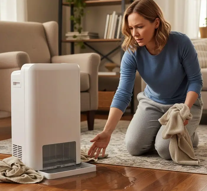 water leakage in a dehumidifier unit bottom
