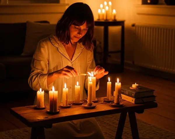 burning beeswax candle